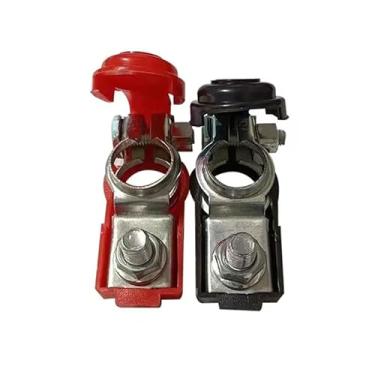 Imagem de Universal 2 peças 12 V Automotive Top Post Car Battery Wire Cable Terminals Clamp Connectors, Negativo com Capa Protetora, Placa de Cobre com 1 Parafuso para Carro, Barco, Van, Caminhões