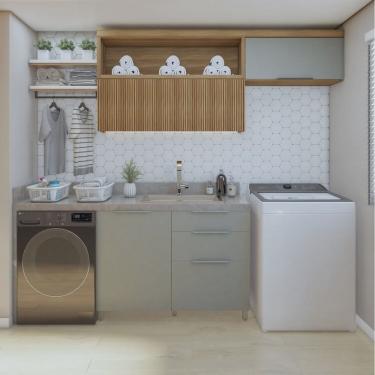 Imagem de Lavanderia Modulada com Balcão 1 Porta e 2 Armários Aéreos 100% Mdf Marquesa