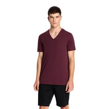 Imagem de Camiseta Armani Exchange Basic Pima com decote em V para homens Wine S