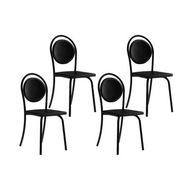 Imagem de Cadeira Sala De Jantar 1738 Kit 4 Uni Preto- Courano Preto - Carraro