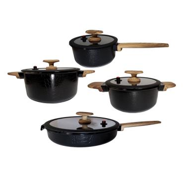 Imagem de Jogo Panela Indução Revestimento Antiiaderente Cerâmico Crocodile 4 Peças Preto