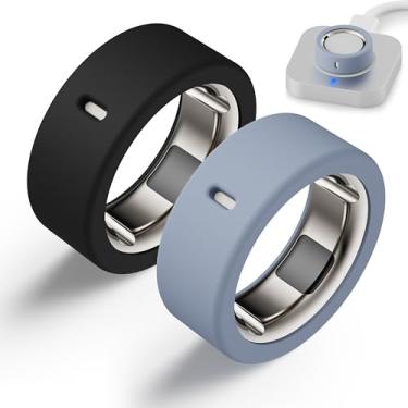 Imagem de Snyeest Protetor compatível com Oura Ring 4/Gen 3, capa de dedo elástica de silicone antiarranhões, academia de ginástica para mulheres e homens - preto + cinza azul, G (12/13/14/15)