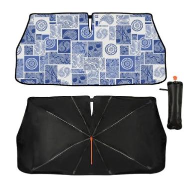Imagem de Guarda-sol retro, caveira, carro, para-brisa, guarda-sol, bloco UV, isolamento térmico, janela frontal, para-sol para a maioria dos veículos, guarda-sol dobrável para janela frontal