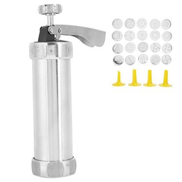 Imagem de Fabricante Manual de Prensa de Biscoitos para Uso Doméstico, Kit de Pistola para Fazer Bolo de Liga de Alumínio Com 20 Moldes de Biscoito, Ferramentas de Máquina de Decoração