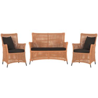 Imagem de Jogo Sofá e 2 Poltronas de Área Igapó Alumínio Pintura Marrom Corda Náutica Estofado 9 Trama