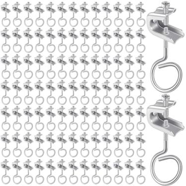 Imagem de Hicarer 200 conjuntos de grampos de viga de 1/4 x 20 grampos de aço pequenos C com parafusos de 3,8 cm de diâmetro, anéis de freio roscados à máquina, ganchos de anel de cabo para tubos, podem