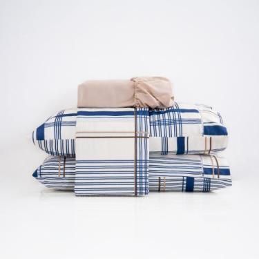 Imagem de Jogo de lençol casal padrão 4 peças estampado em algodão 200 fios - Ca