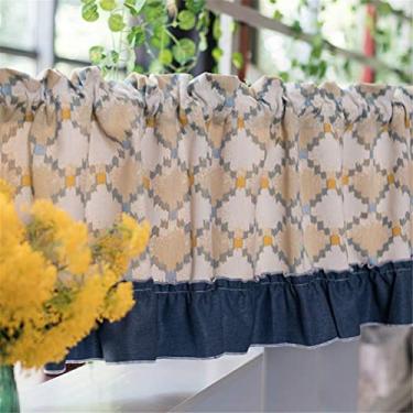 Imagem de LUOFDCLDDD Cortina curta, café cortinas de cinzefa de cozinha, algodão cortinas de janela curta de bolso da haste da barra de algodão/W * H 150 * 100 cm