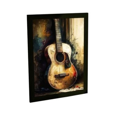 Imagem de Quadro Decorativo Violao Ilustração Grunge Musica Rock Decoração Poster Quarto Sala