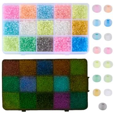 Imagem de PH PandaHall 5000 contas que brilham no escuro, 15 cores, 3 mm, contas de vidro luminoso, contas UV, espaçadores foscos redondos para pulseira da amizade, colar, brinco, artesanato, joias, decoração