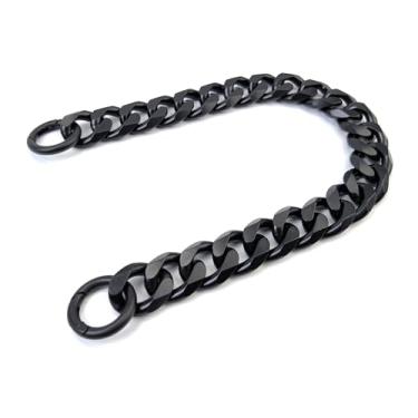 Imagem de VersaKits Corrente cubana grossa charmosa alça de bolsa de alumínio extensor de corrente acessório 38 cm preto fosco decoração calça corrente corrente de sapato corrente coleira de cachorro corrente