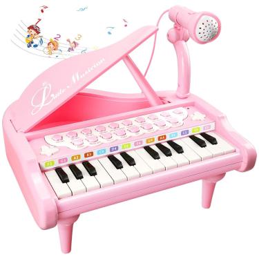 Imagem de Piano Toy Love&Mini Pink para meninas de 1 ano ou mais com microfone