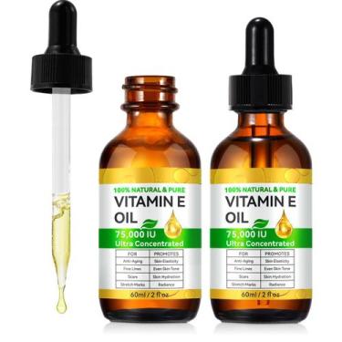 Imagem de Óleo de vitamina E 75.000 UI 60 mL (pacote com 2) para pele e cabelo -