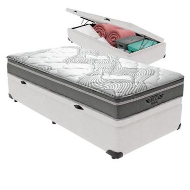 Imagem de Cama Box Baú Solteiro e Colchão Ibiza Molas V-Store, Branco