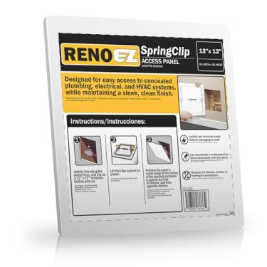 Imagem de RenoEZ™ Painel de acesso de plástico 30 x 30 cm com tecnologia Spring Click - sem necessidade de ferramentas - para drywall, teto e parede - porta de acesso para encanamento, HVAC e outros furos ou