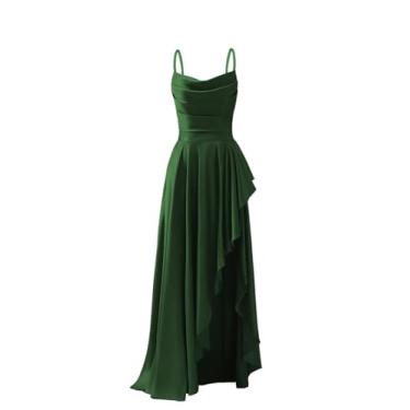 Imagem de LOTOXGG Vestidos de formatura longos femininos com fenda para mulheres, alças finas, formal, vestido de festa de formatura, Verde esmeralda, 26 Plus