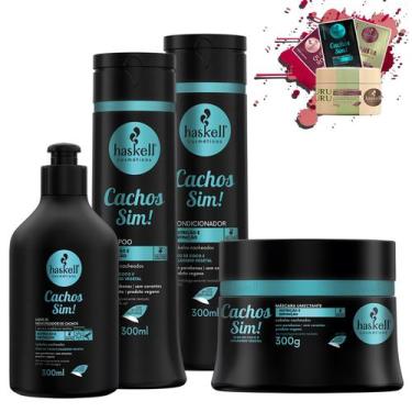 Imagem de Kit Haskell Cachos Sim Sh Cond Masc e Leave 300gr