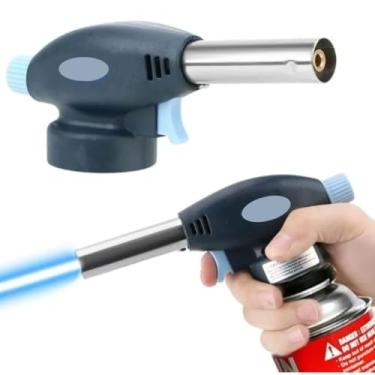 Imagem de Maçarico Culinário com Acendedor Automático Chama Ajustável Seguro e Multifuncional para Uso Doméstico e Profissional Gratinar Flambar Confeitaria, Controle de Fluxo de Ar, 17cm, Uso Profissional