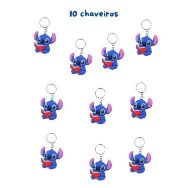 Imagem de 10 Chaveiros Volta as Aulas Sticth Angel Ursinho Pooh Bob Esponja chaveiro papelaria presentes lembrancinha revenda atac
