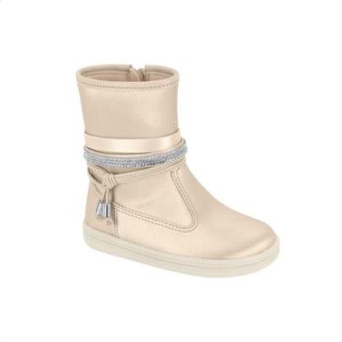 Imagem de Bota Infantil Com Detalhes Brilhantes Molekinha, Creme, 23