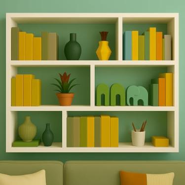 Imagem de Prateleira Flutuante Decorativa, 90x90x15 cm Nichos Branco Fosco Montagem na Parede para Livros e Decoração