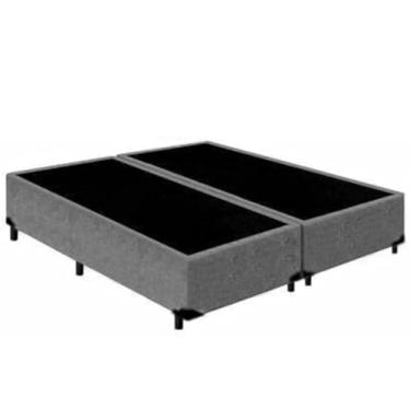 Imagem de Cama Box Base Casal Bipartido Suede Blindado (Cinza)