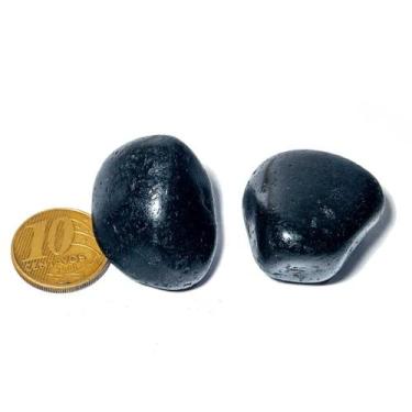Imagem de 02 Quartzo Preto ou Quartzito Pedra Rolado 25mm Natural - CristaisdeCu