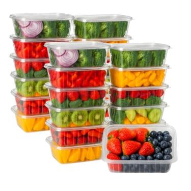 Imagem de Pote Descartável Retangular (250 ml) com Tampa para Marmita Fitness de polipropileno resistente c/48 unds