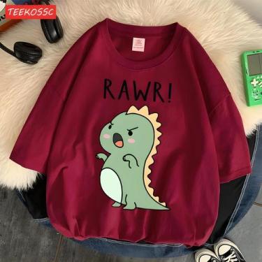 Imagem de Camiseta Esportiva Feminina com Estampa de Dinossauro - Manga Curta e 