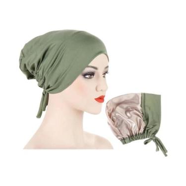 Imagem de Boné Hijab de Cetim Modal Dupla Camada - Turbante Muçulmano para Mulhe