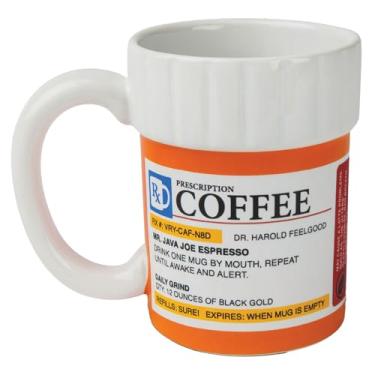 Imagem de BigMouth Inc. Caneca de café com receita médica, grande, engraçada, prescrição, presentes exclusivos de farmácia, presentes divertidos para médicos, garrafa de comprimidos de cerâmica para