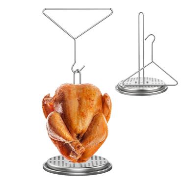 Imagem de BQMAX Kit de suporte de fritadeira de peru para frigideira profunda, base vertical de suporte para torradeira com gancho de elevação, frigideira de frango e aves, kit de acessórios para fritadeira de peru