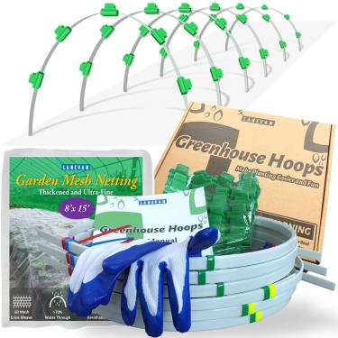Imagem de LANEVAN Garden Mesh Netting Kit, Super Bendable Fiberglass Greenhouse Hoops with Ultra-Fine Pest Barrier for 2-4ft Raised Beds, Weather Resistant Grow Tunnel for Planting Row Protection
