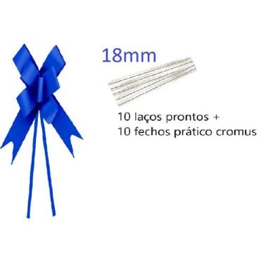 Imagem de Laço Pronto Liso 18 mm - 10 Unidades + Fecho prático Cromus, Azul