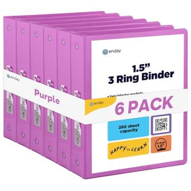 Imagem de Fichário de 3 anéis, capa transparente de 3,8 cm com 2 bolsos internos, fichários coloridos de anéis redondos de 3,8 cm, também disponível em vermelho, azul, rosa, verde e cinza (6 peças)