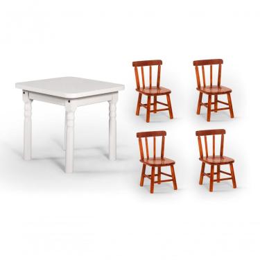 Imagem de Conjunto Mesinha Infantil Branca Com 4 Cadeiras Kids Mel