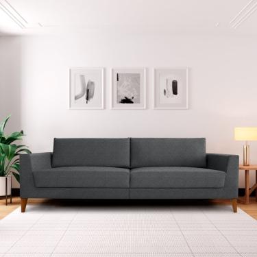 Imagem de Sofá 4 Lugares 260cm Break Estilo Moderno Linho Pés Em Madeira Maciça Cinza Claro/cinza Chumbo