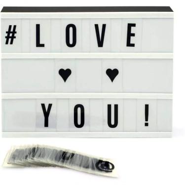 Imagem de Luminária Letreiro Mesa Led (5 Leds) Com 60 Letras 15 X 10,5Cm Preto / Branco A4