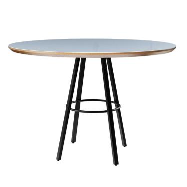 Imagem de Mesa De Jantar Boston Class Aço Carbono Preto Redonda Nozes 1.30 Cm Vidro Branco