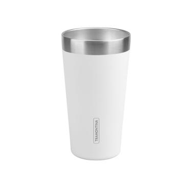 Imagem de Copo Térmico Tramontina Exata Em Aço Inox Branco Sem Tampa 420 Ml