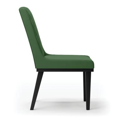 Imagem de Cadeira Sala De Jantar Base Madeira Preto Kit 6 Sofia Suede D03 - D'rossi Cor Verde