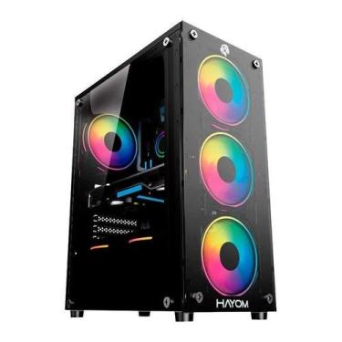 Imagem de Gabinete Gamer Atx Hayom Gb1749 Rgb Lateral de Vidro C/ 4 Fans - Preto