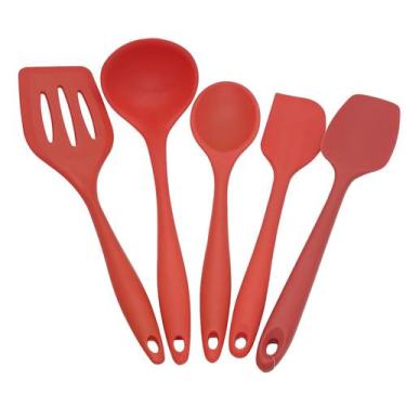 Imagem de Kit Com 5 Utensílios De Cozinha Em Silicone Para Servir Vermelho - WAR