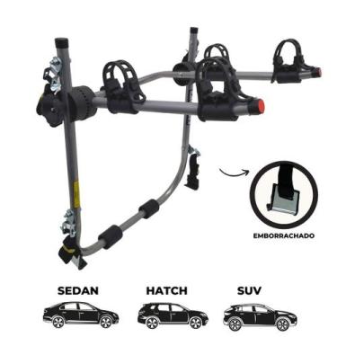 Imagem de 15 - Suporte para bike Transbike 2 bicicletas Prata tira Preta Sedan H