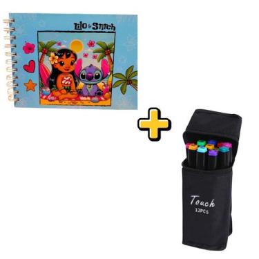 Imagem de Kit Canetinhas Ponta Dupla 12 cores e 1 Livro De Colorir Bobbie Goods 