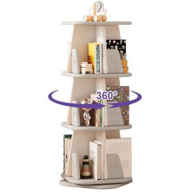 Imagem de OLLIKIVI Torre De Estante Giratória 3 Níveis, Prateleira Armazenamento 360°, Canto Infantil, Organizador Chão Para Espaços Pequenos, Estreita Adultos No Quarto E Na Sala Estar, Branca