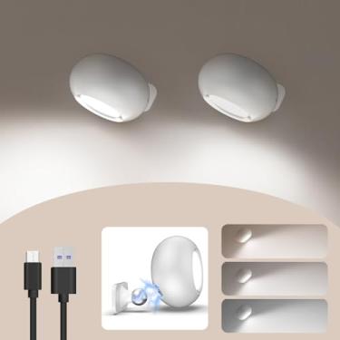 Imagem de Arttty Luminária De Parede Magnética Led Com Ajuste Intensidade Contínua, 3 Tons, Rotação 360°, Instalação Rápida, Adesivo Forte, Sem Fio, Recarregável, Arandela Operação Por Toque Para Cabeceira E
