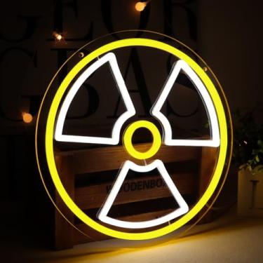 Imagem de TOPQUALI Placa De Neon Com Marcador Radiação Nuclear Para Decoração Parede, Luzes Led Quarto, Sala Jogos, Placas Jogos Reguláveis, Adequada Presente Festa Aniversário E Natal, 12,2 X Pol.