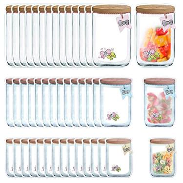 Imagem de Enkrio 45 Peças De Sacos Reutilizáveis Com Zíper Para Potes Vidro, Organizadores Geladeira, Selos Herméticos Sementes, Doces, Biscoitos, Especiarias (15L 15M 15S)