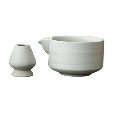 Imagem de Fenteer Matcha Bowl com utensílios tradicionais de chá da cerimônia de matcha Holder para comprimidos, Branco